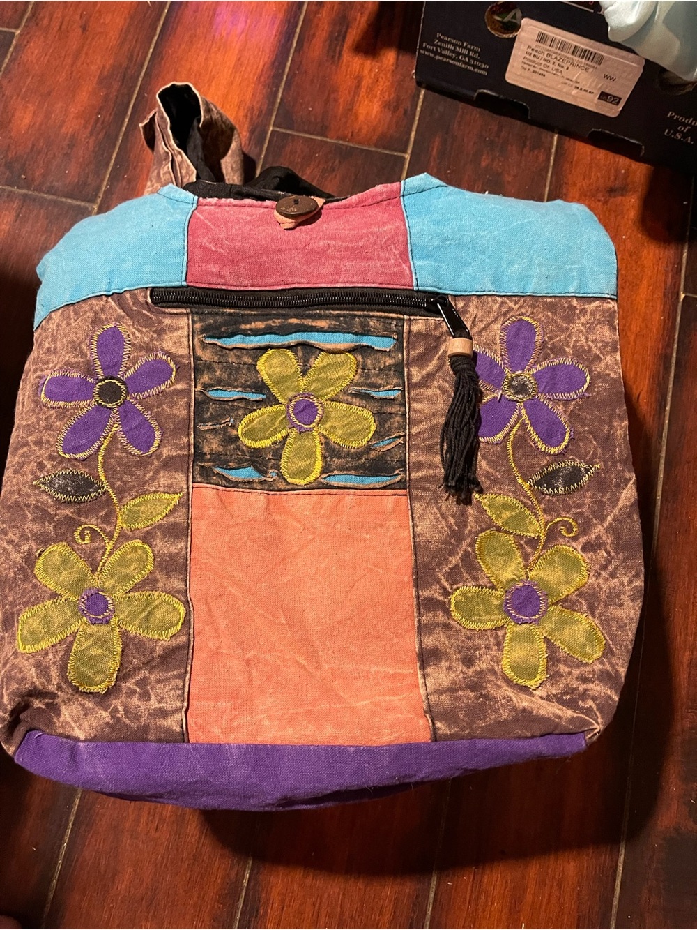 Colorful Boho Floral Patchwork Shoulder Bag - Multicolor